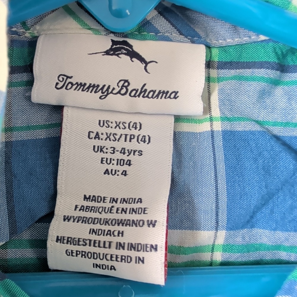 Tommy Bahama Shirt Boy's XS Colorful Plaid Button Up Collared Short Sleeve - Picture 3 of 3